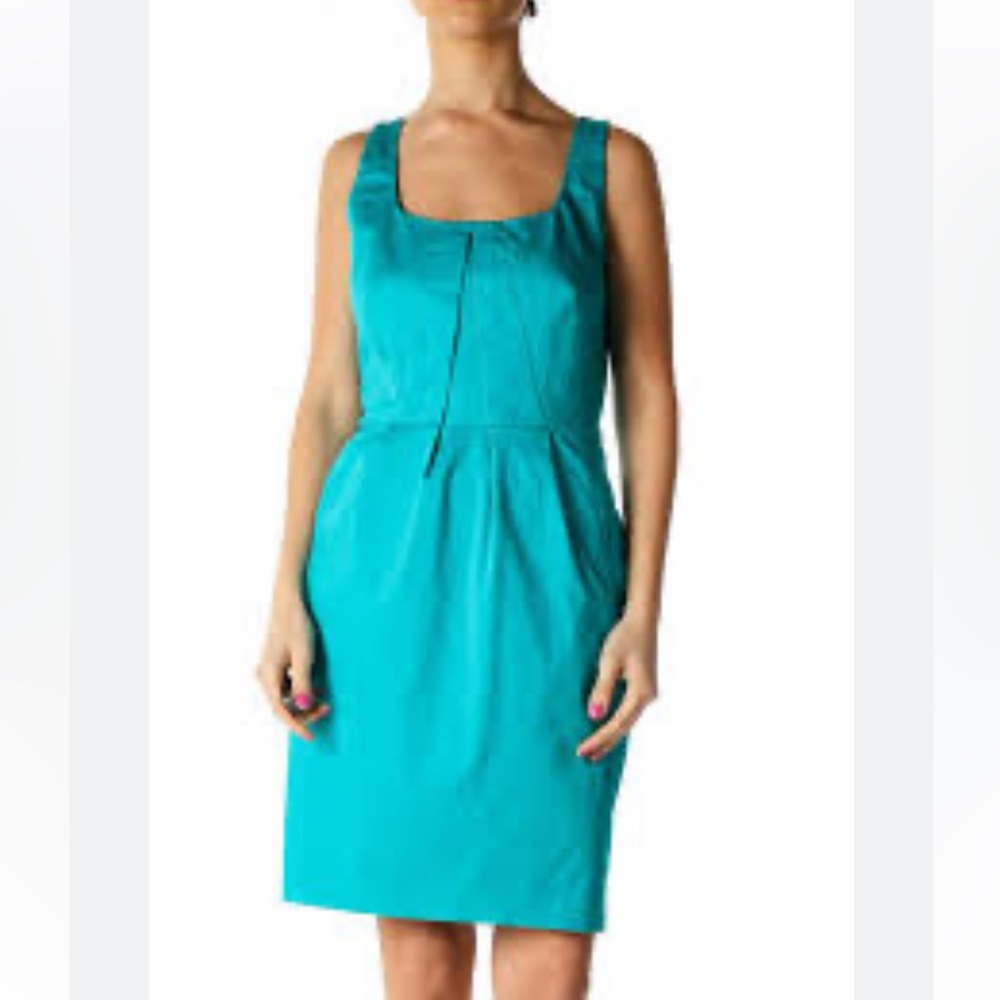 Calvin Klein Women’s Turquoise Sleeveless Pleated Mini Cotton Dress